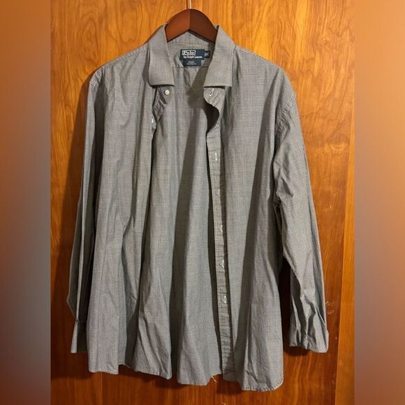 Men's Ralph Lauren Regent Custom Fit Long Sleeves sz. 18 36/37 black white. - Picture 1 of 3